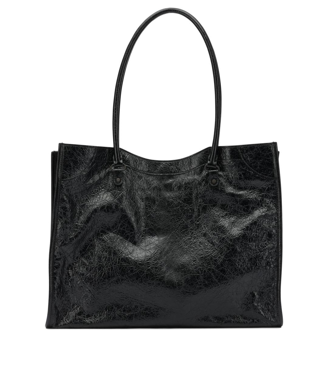 BALENCIAGA Черная кожаная сумка тоут, фото 3