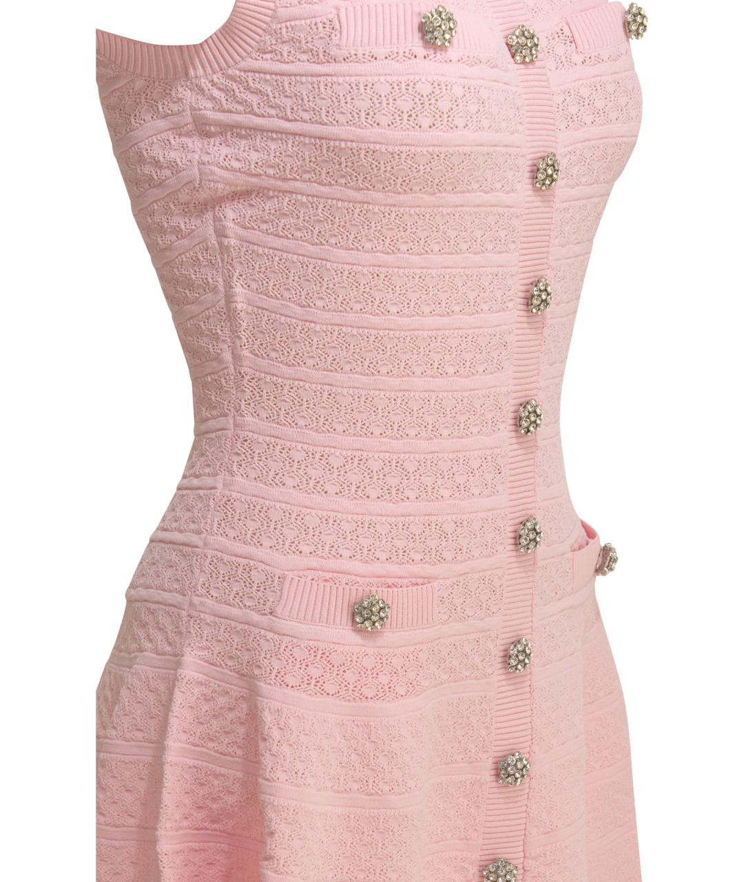 SELF-PORTRAIT Розовое вискозное повседневное платье, фото 4