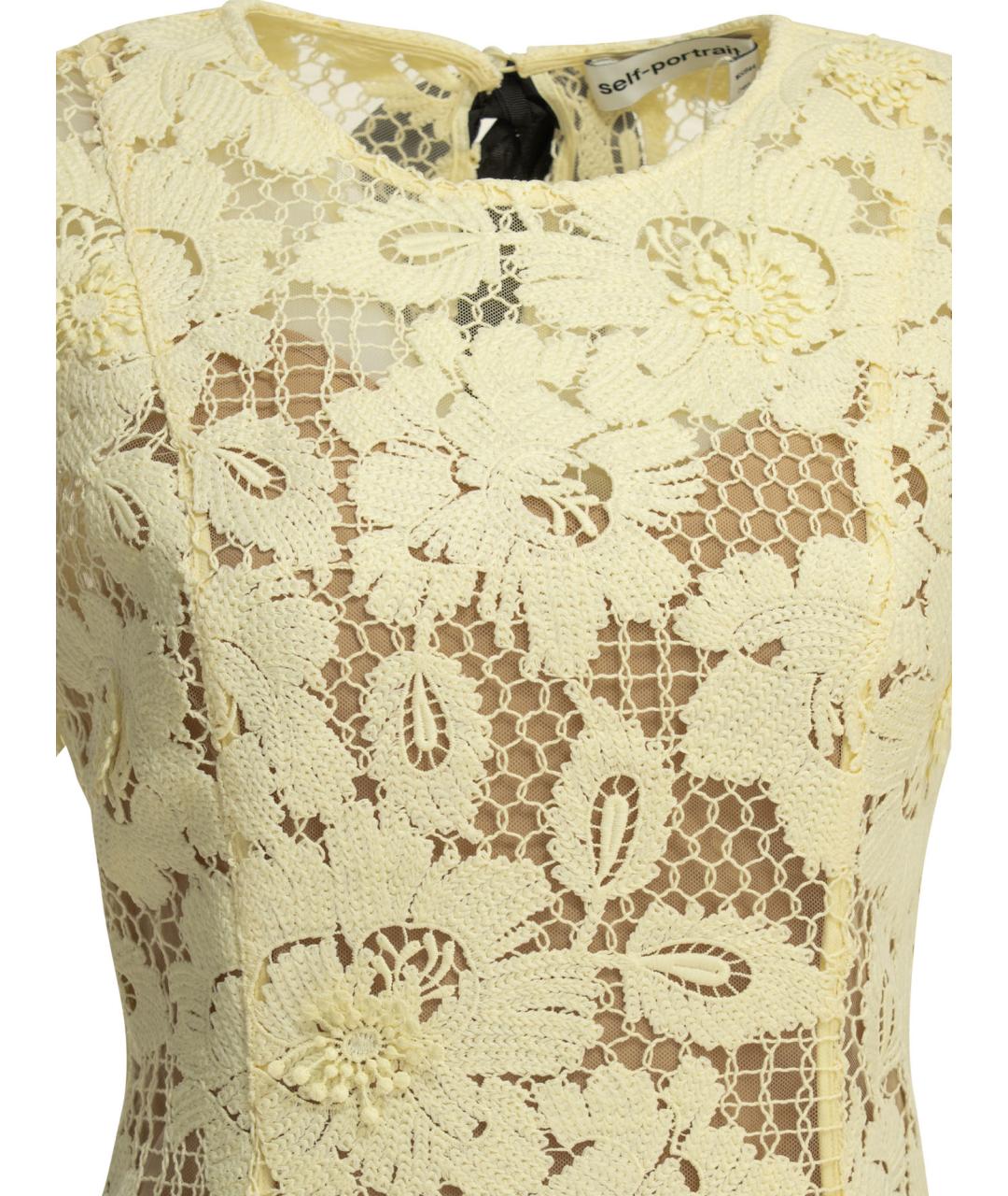 SELF-PORTRAIT Желтое полиэстеровое повседневное платье, фото 3