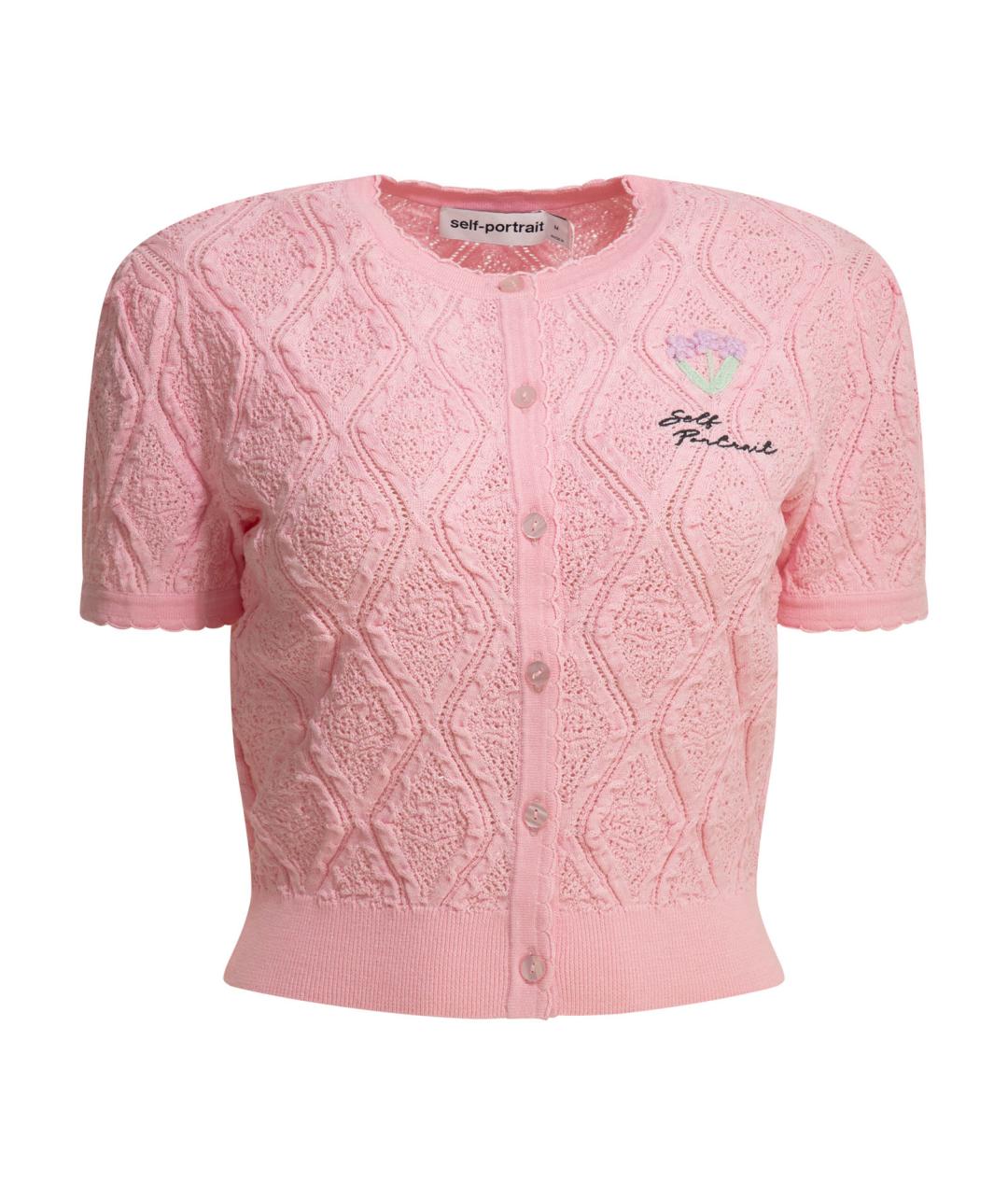 SELF-PORTRAIT Розовый хлопковый кардиган, фото 1