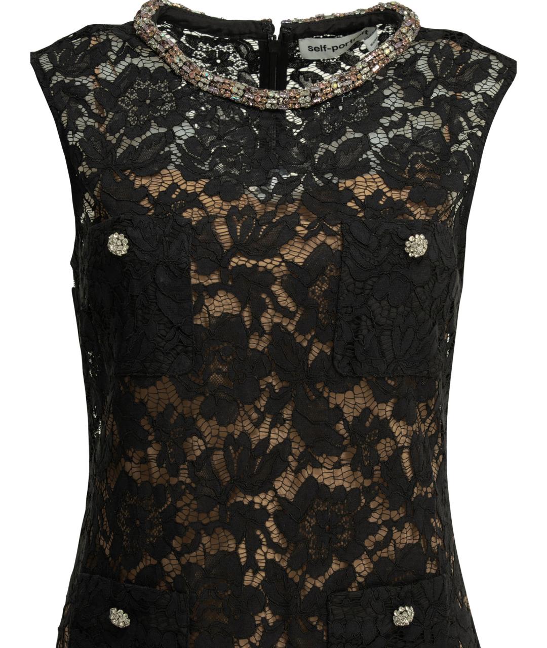 SELF-PORTRAIT Черное полиамидовое повседневное платье, фото 3