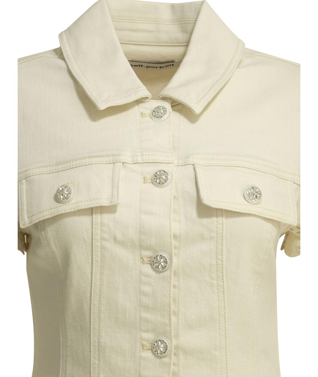 SELF-PORTRAIT Бежевое хлопковое повседневное платье, фото 3