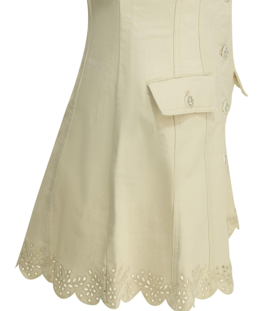 SELF-PORTRAIT Бежевое хлопковое повседневное платье, фото 4