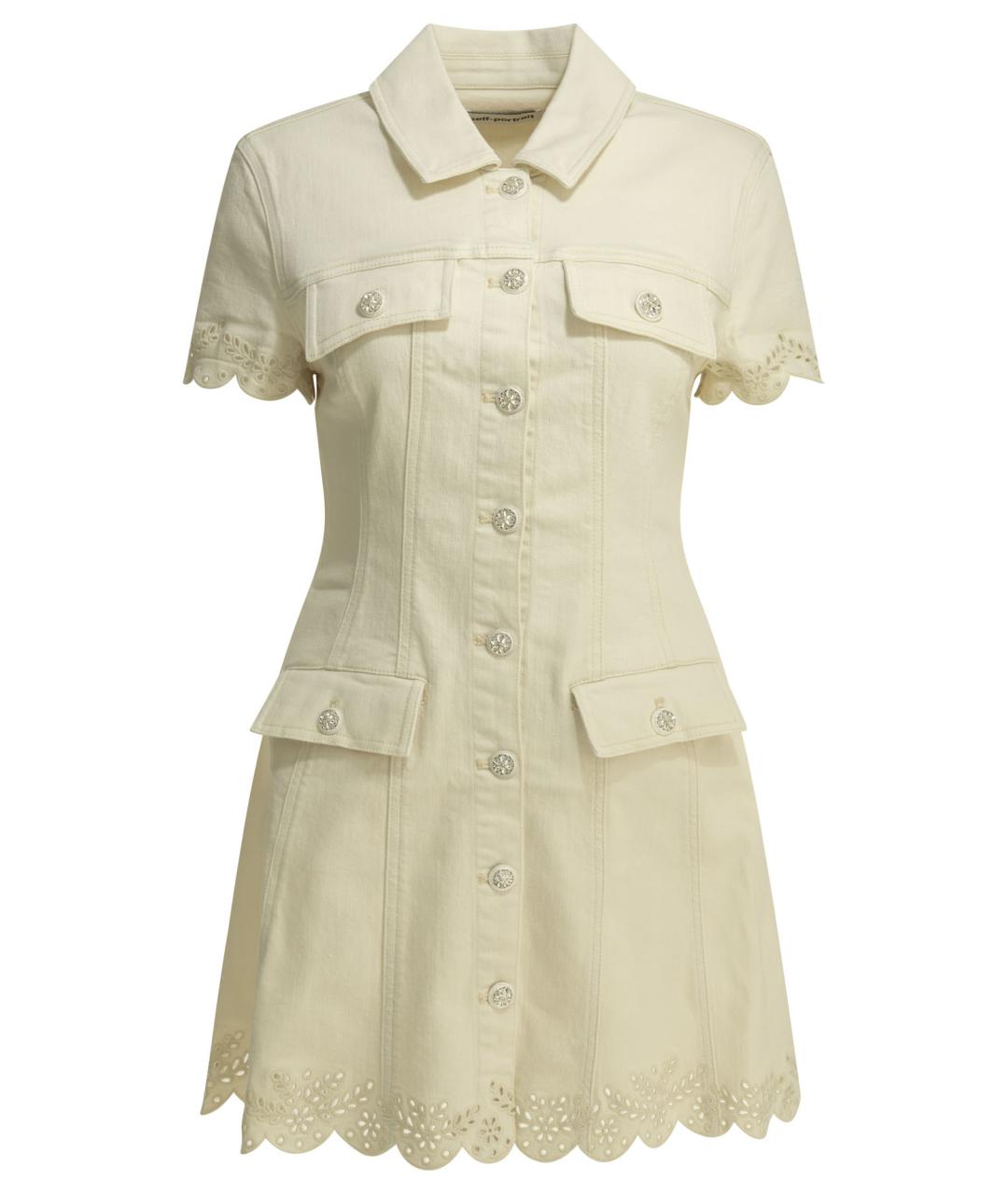 SELF-PORTRAIT Бежевое хлопковое повседневное платье, фото 1