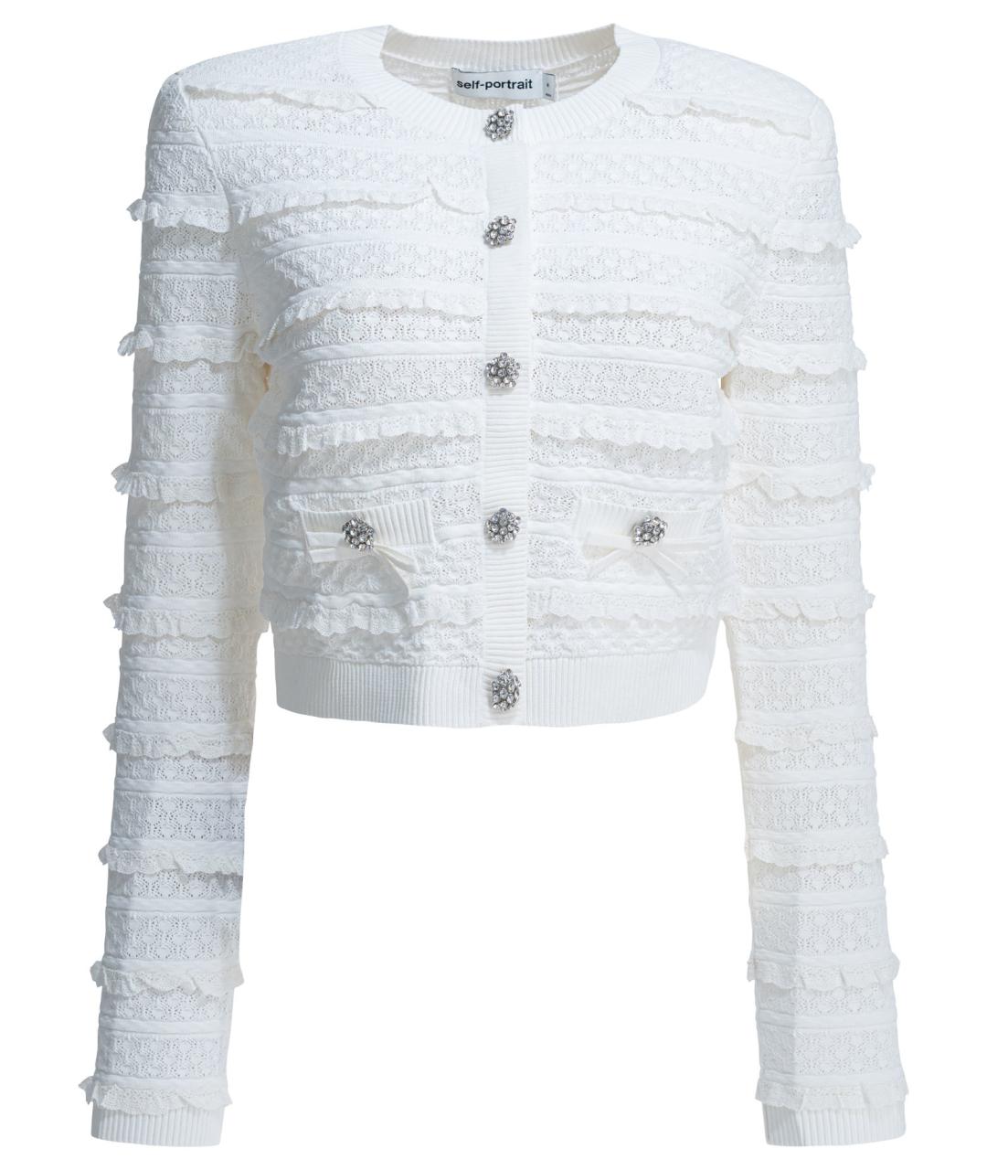 SELF-PORTRAIT Белый вискозный кардиган, фото 1