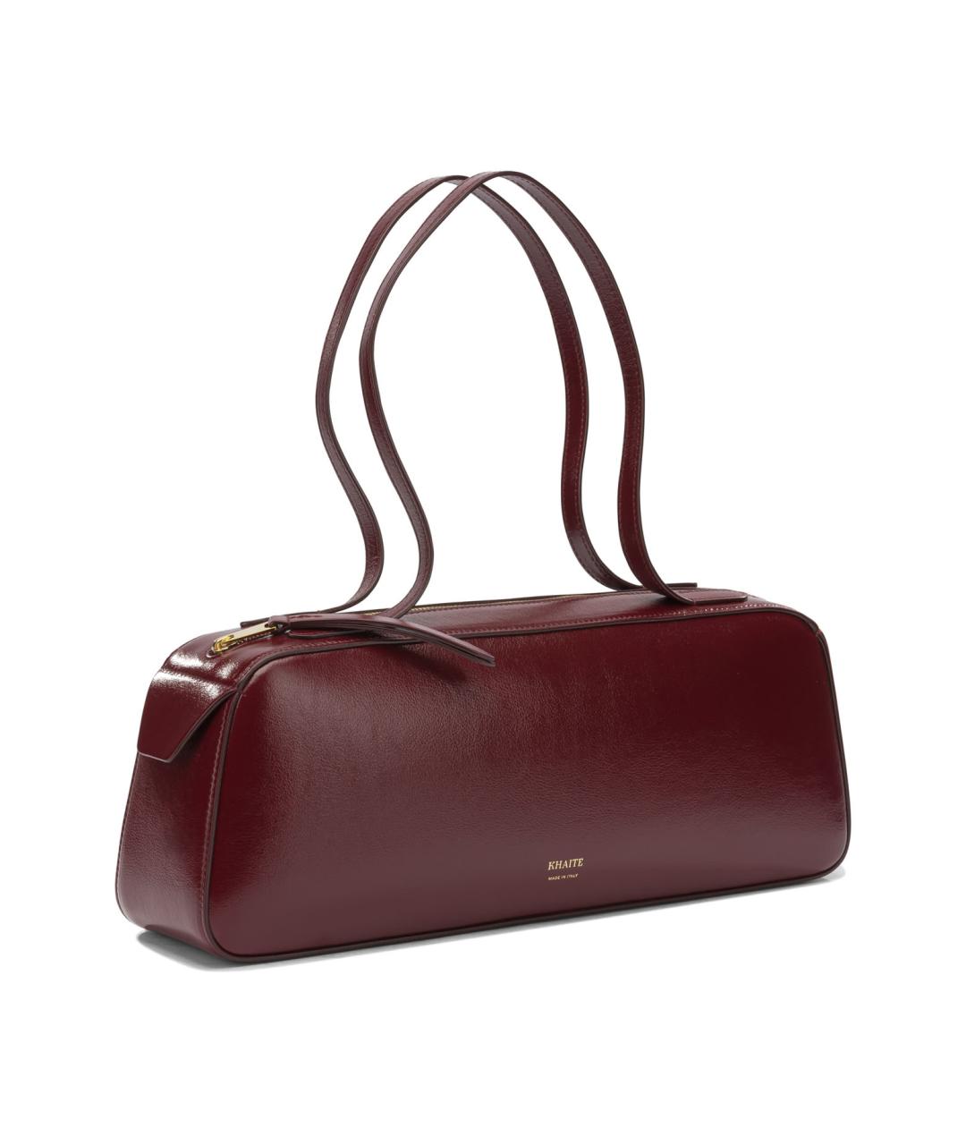 KHAITE Бордовая кожаная сумка через плечо, фото 2