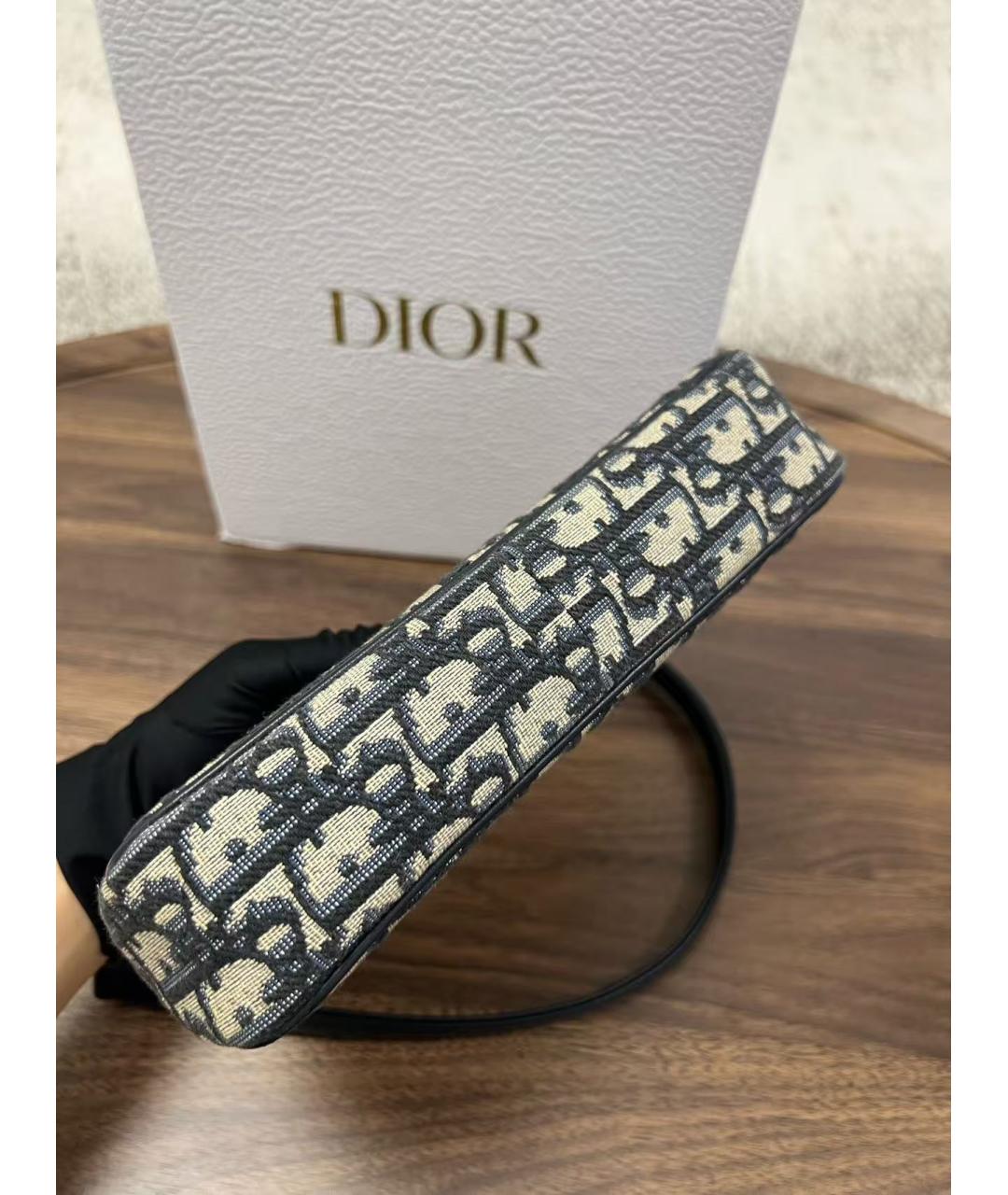 CHRISTIAN DIOR Темно-синяя жаккардовая сумка через плечо, фото 5