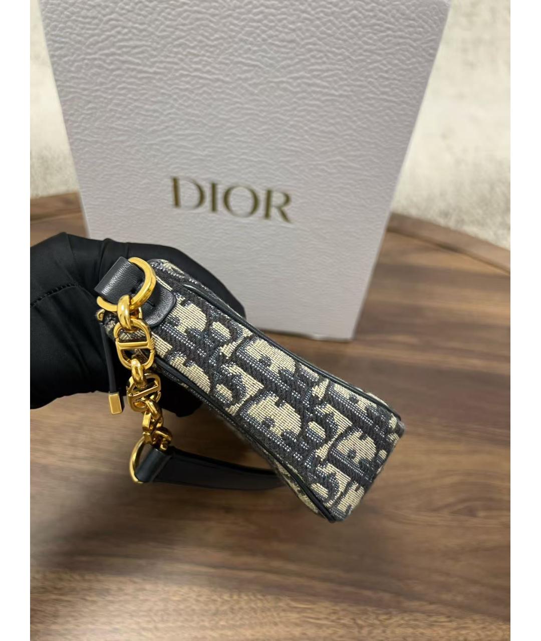 CHRISTIAN DIOR Темно-синяя жаккардовая сумка через плечо, фото 4