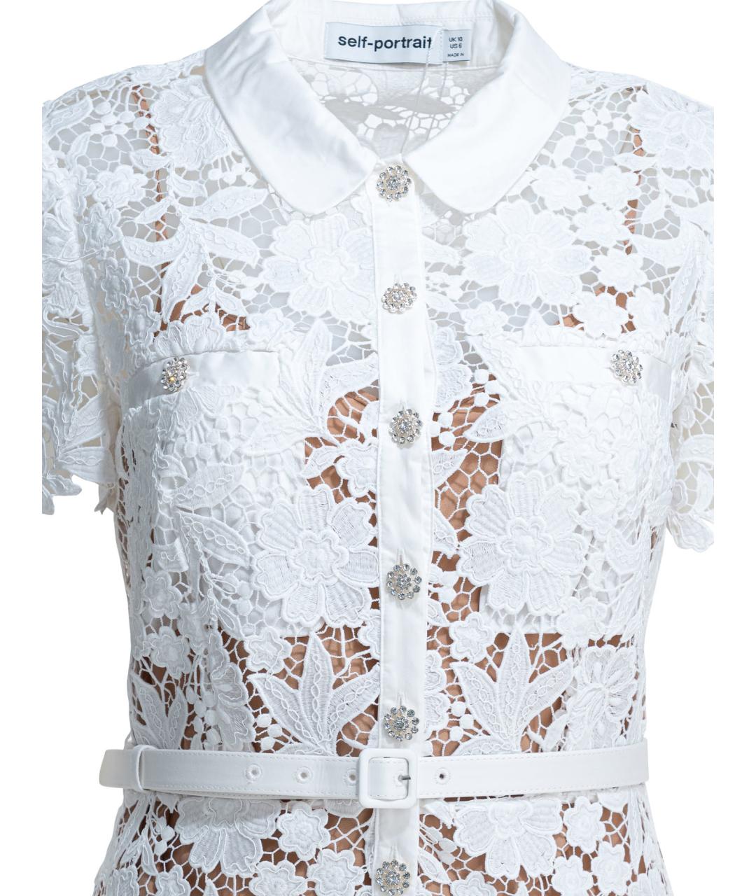 SELF-PORTRAIT Белое полиэстеровое повседневное платье, фото 3