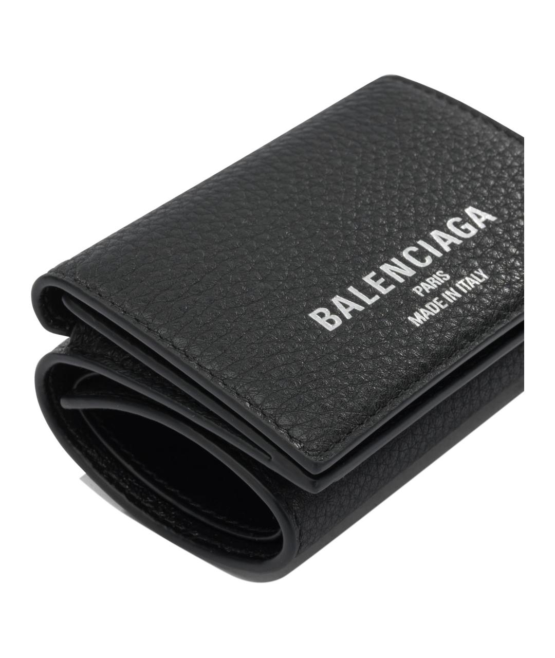 BALENCIAGA Черный кожаный кошелек, фото 4