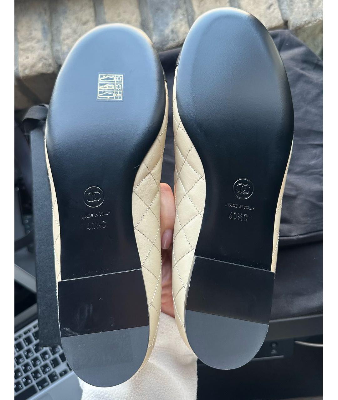 CHANEL Бежевые кожаные балетки, фото 7