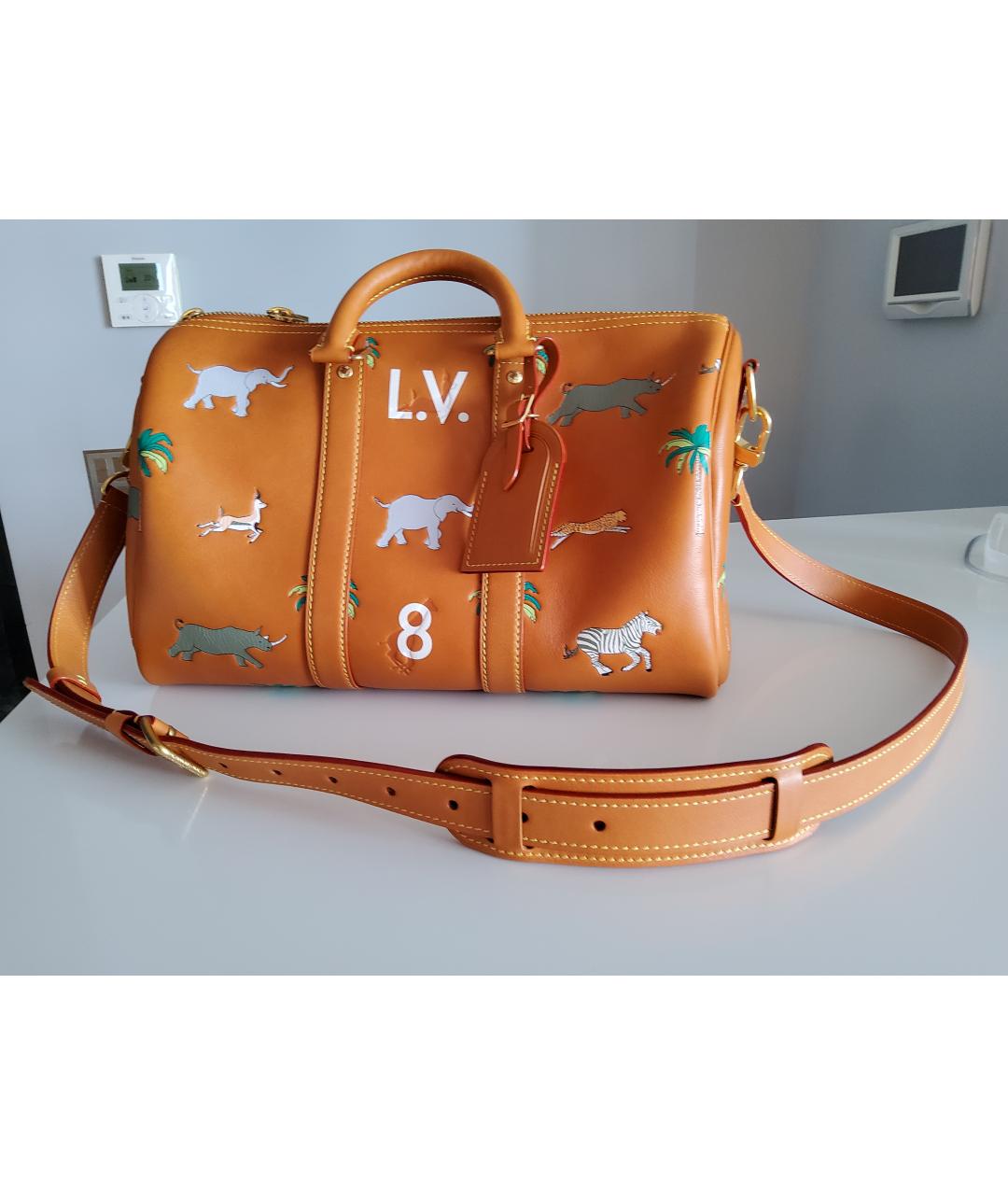 LOUIS VUITTON Оранжевая кожаная дорожная/спортивная сумка, фото 3