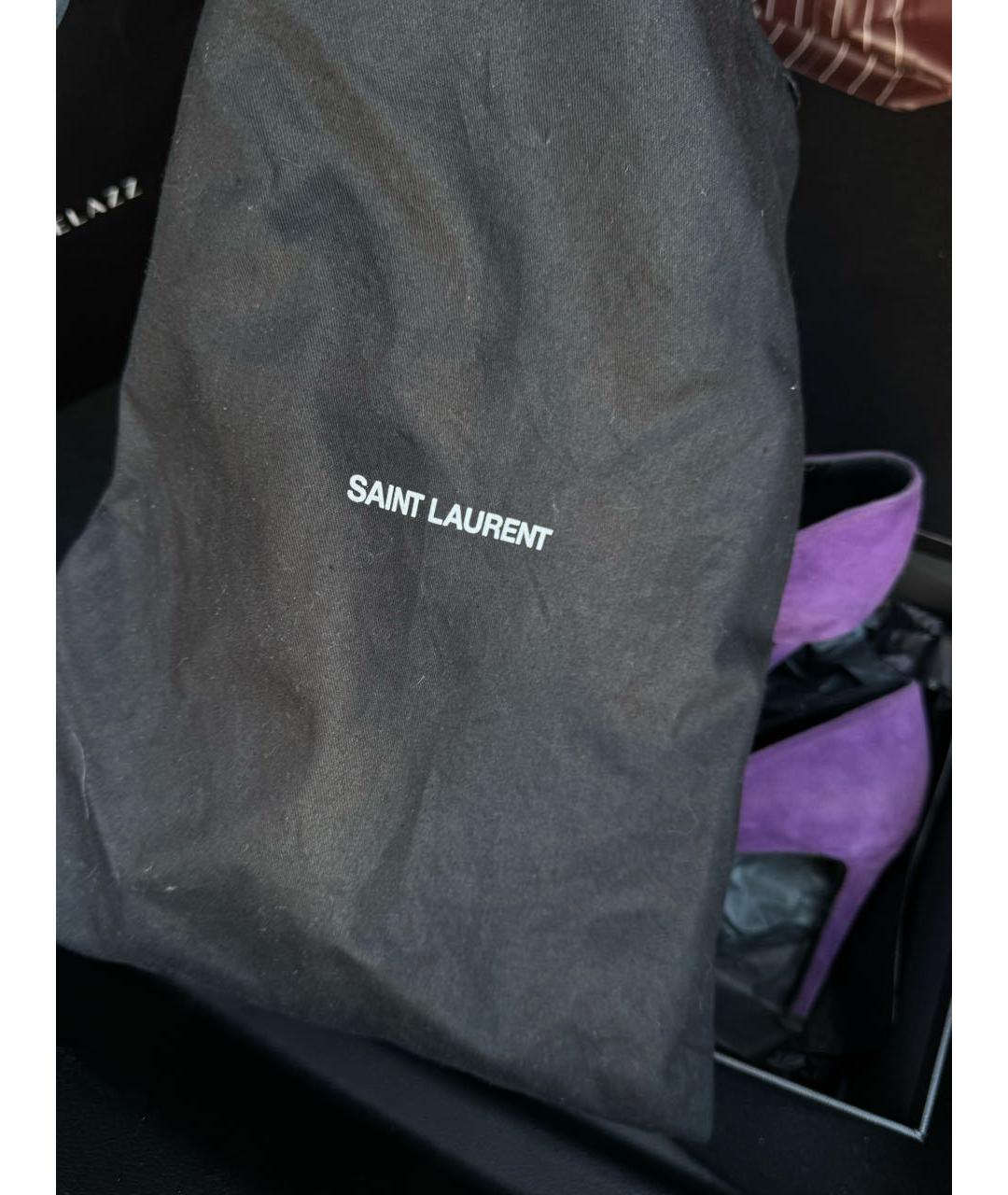 SAINT LAURENT Фиолетовые замшевые туфли, фото 6