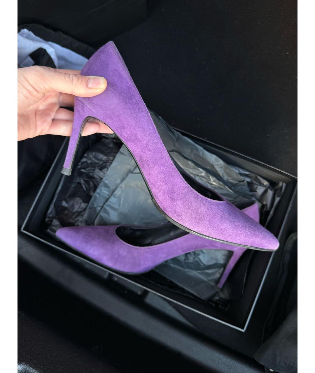 SAINT LAURENT Фиолетовые замшевые туфли, фото 3