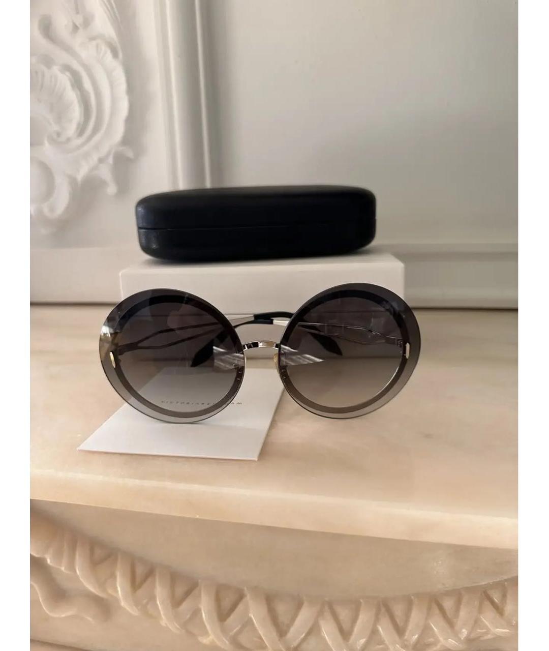 VICTORIA BECKHAM Черные металлические солнцезащитные очки, фото 3