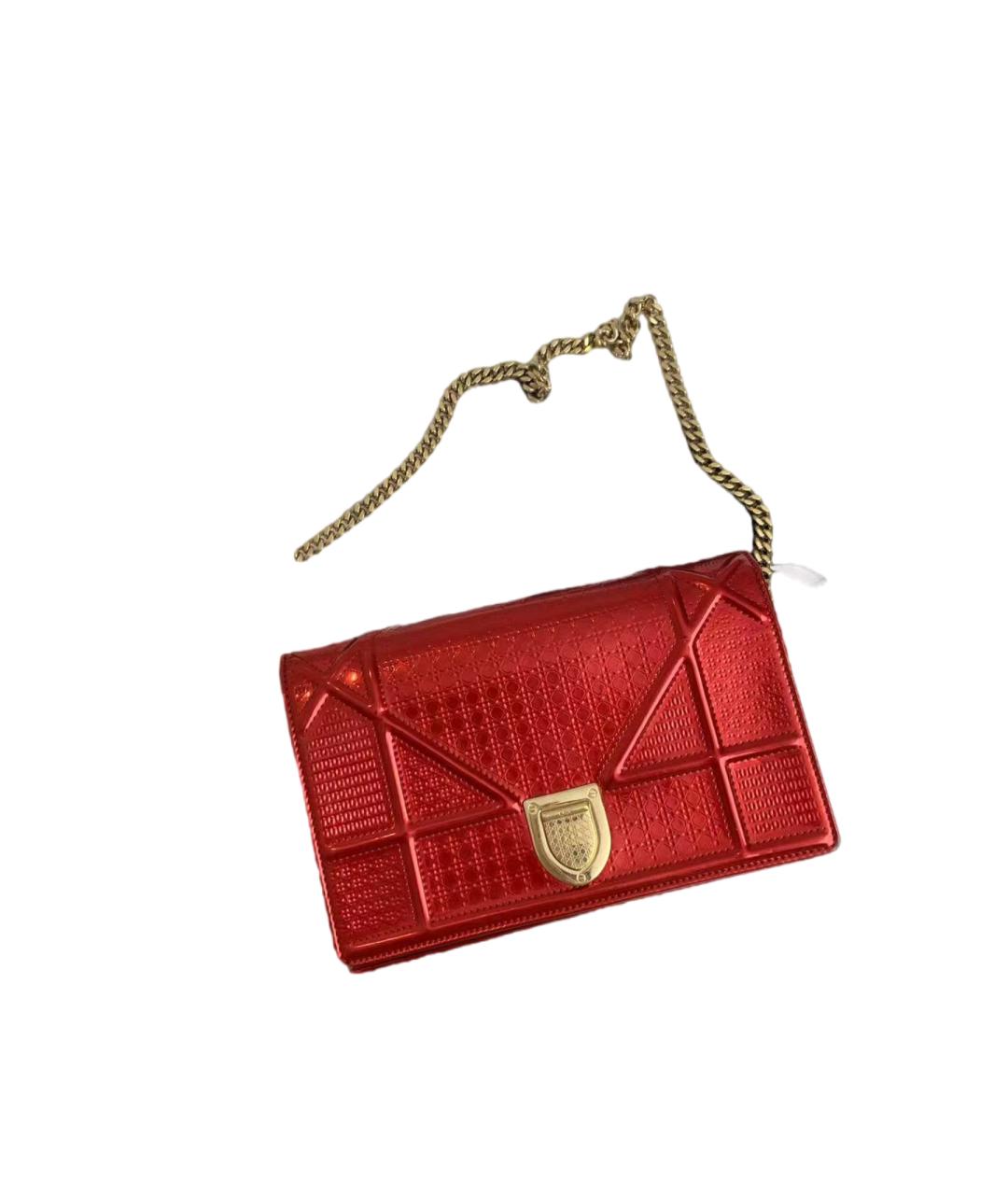 CHRISTIAN DIOR Красная кожаная сумка через плечо, фото 8