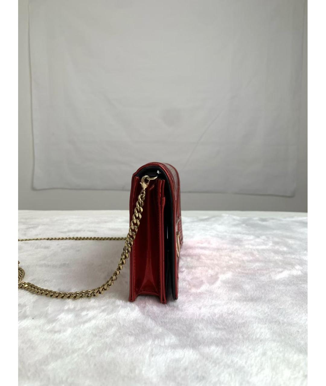 CHRISTIAN DIOR Красная кожаная сумка через плечо, фото 4