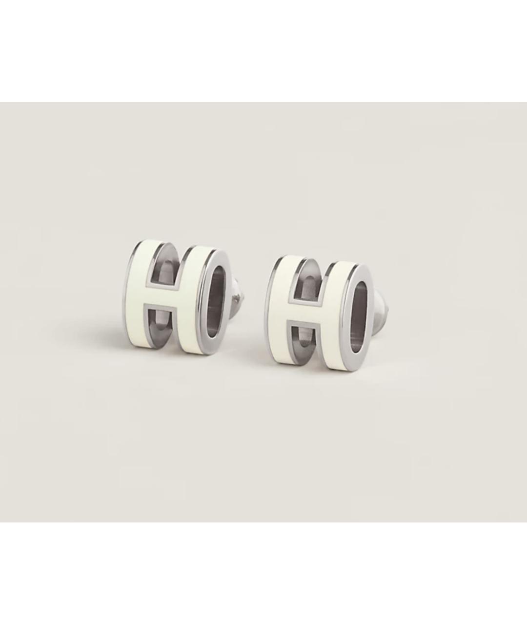 HERMES Белые латунные серьги, фото 3