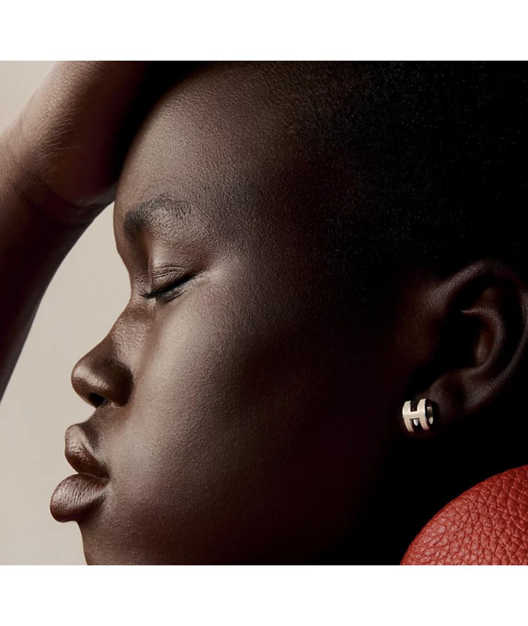 HERMES Белые латунные серьги, фото 2