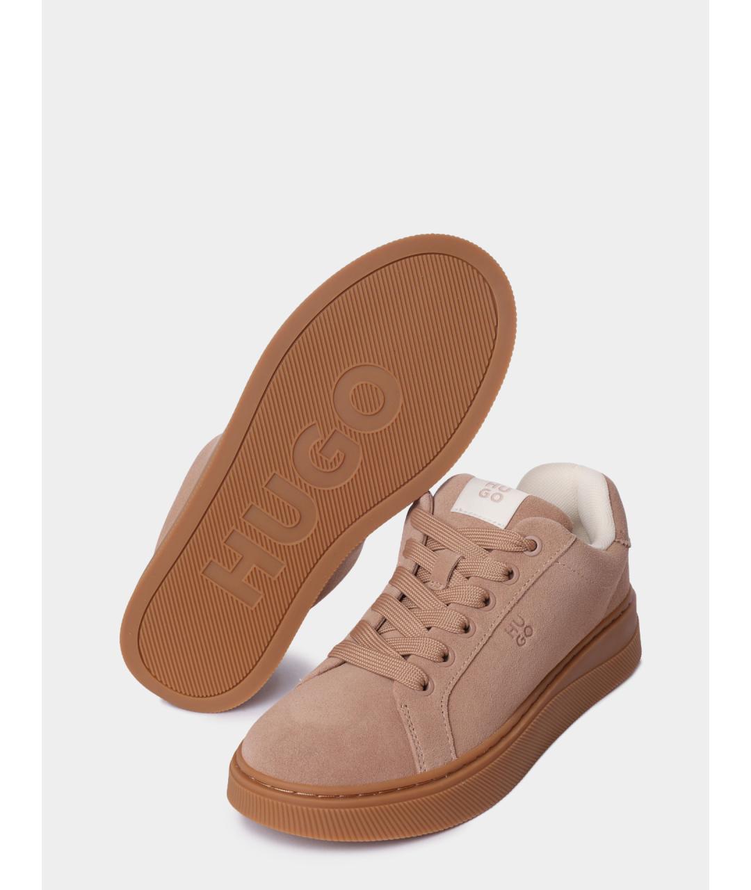 HUGO Бежевые замшевые кеды, фото 4