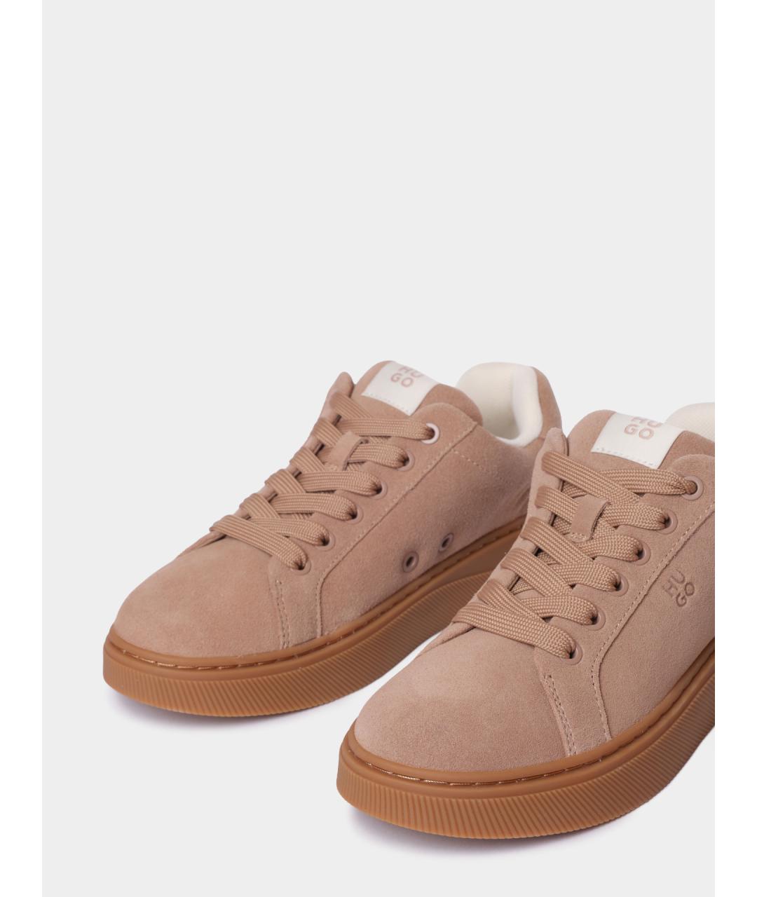 HUGO Бежевые замшевые кеды, фото 3