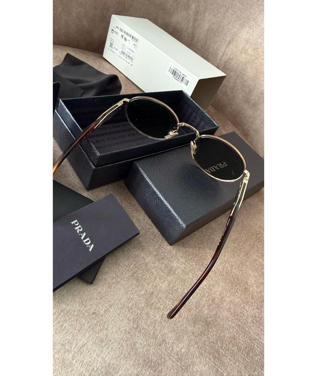 PRADA Золотые металлические солнцезащитные очки, фото 2