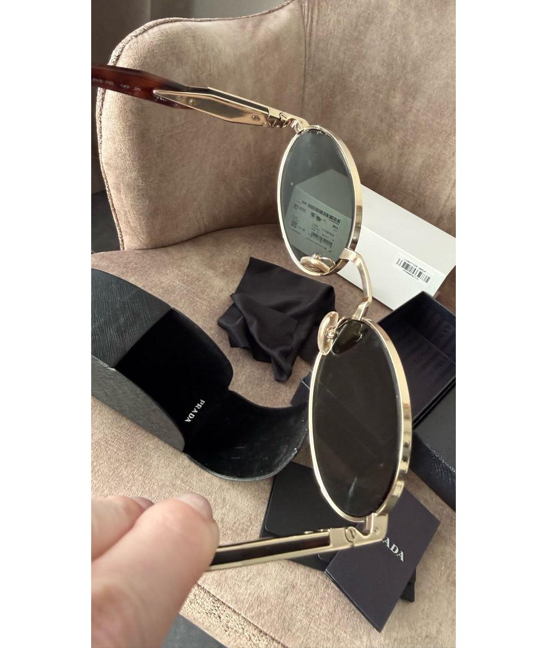 PRADA Золотые металлические солнцезащитные очки, фото 8