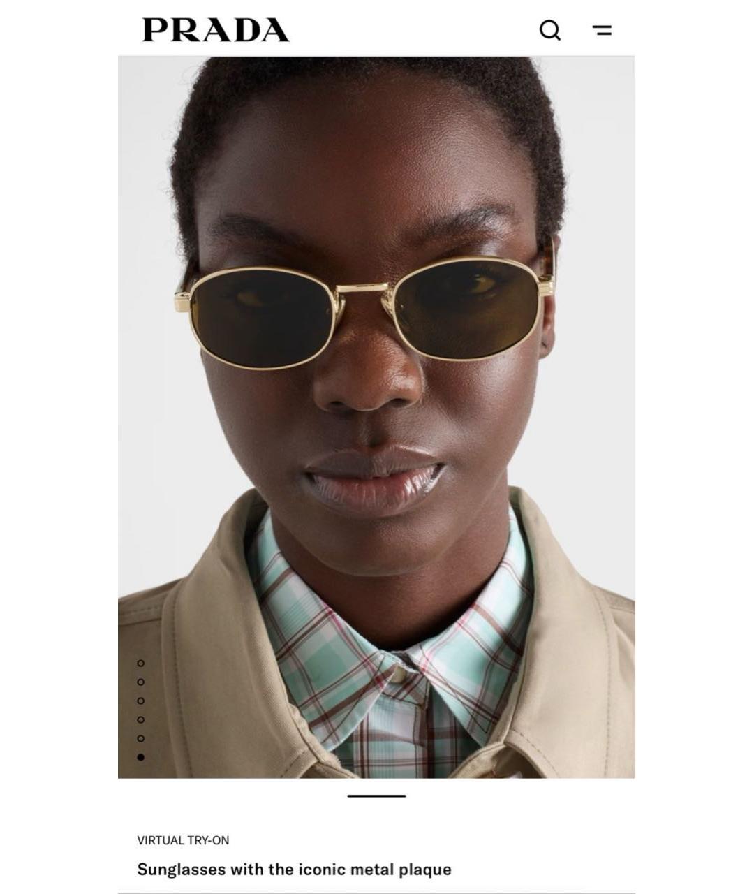 PRADA Золотые металлические солнцезащитные очки, фото 6