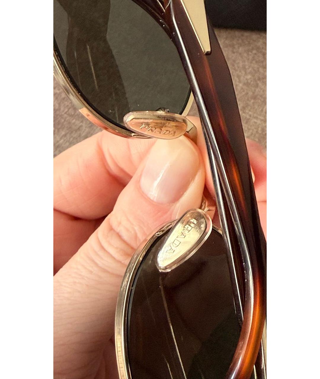 PRADA Золотые металлические солнцезащитные очки, фото 7