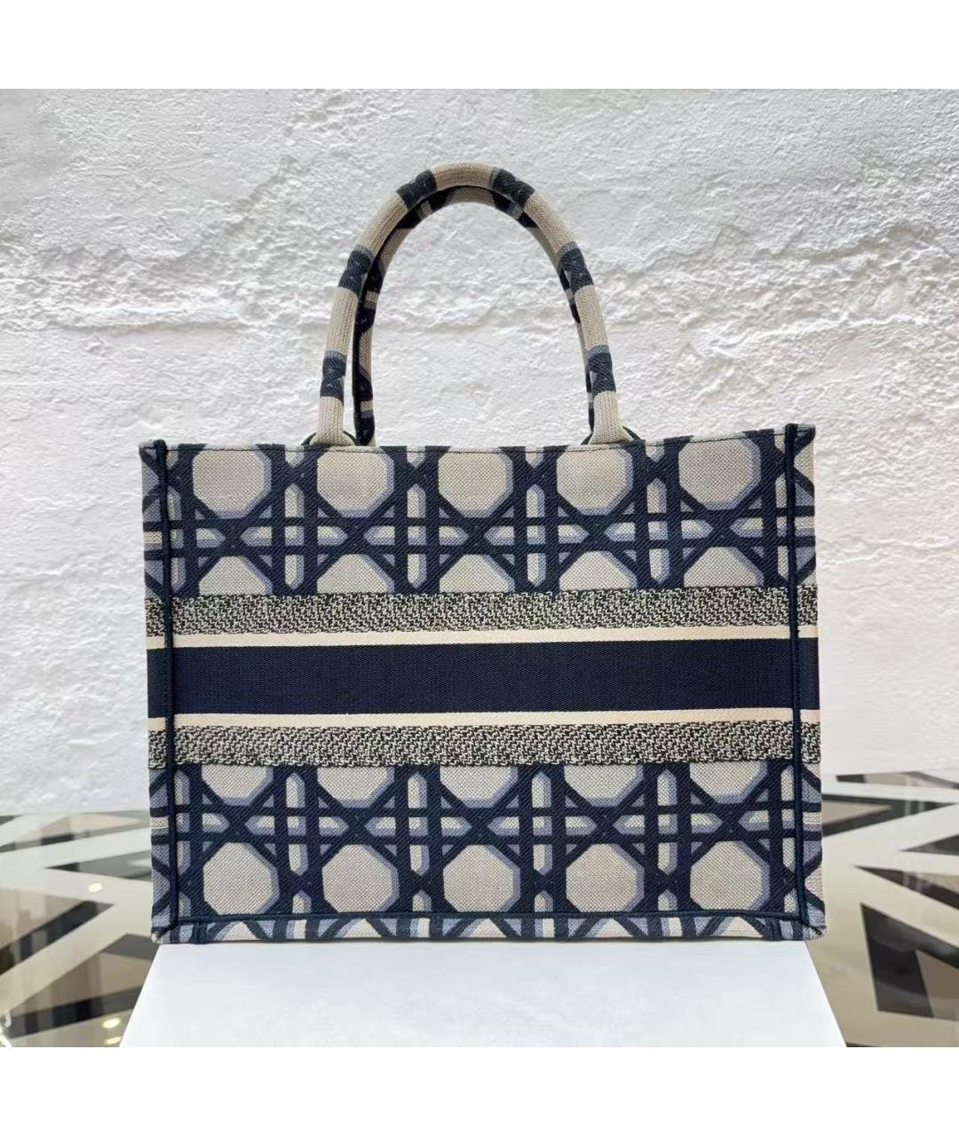CHRISTIAN DIOR Синяя жаккардовая сумка тоут, фото 4