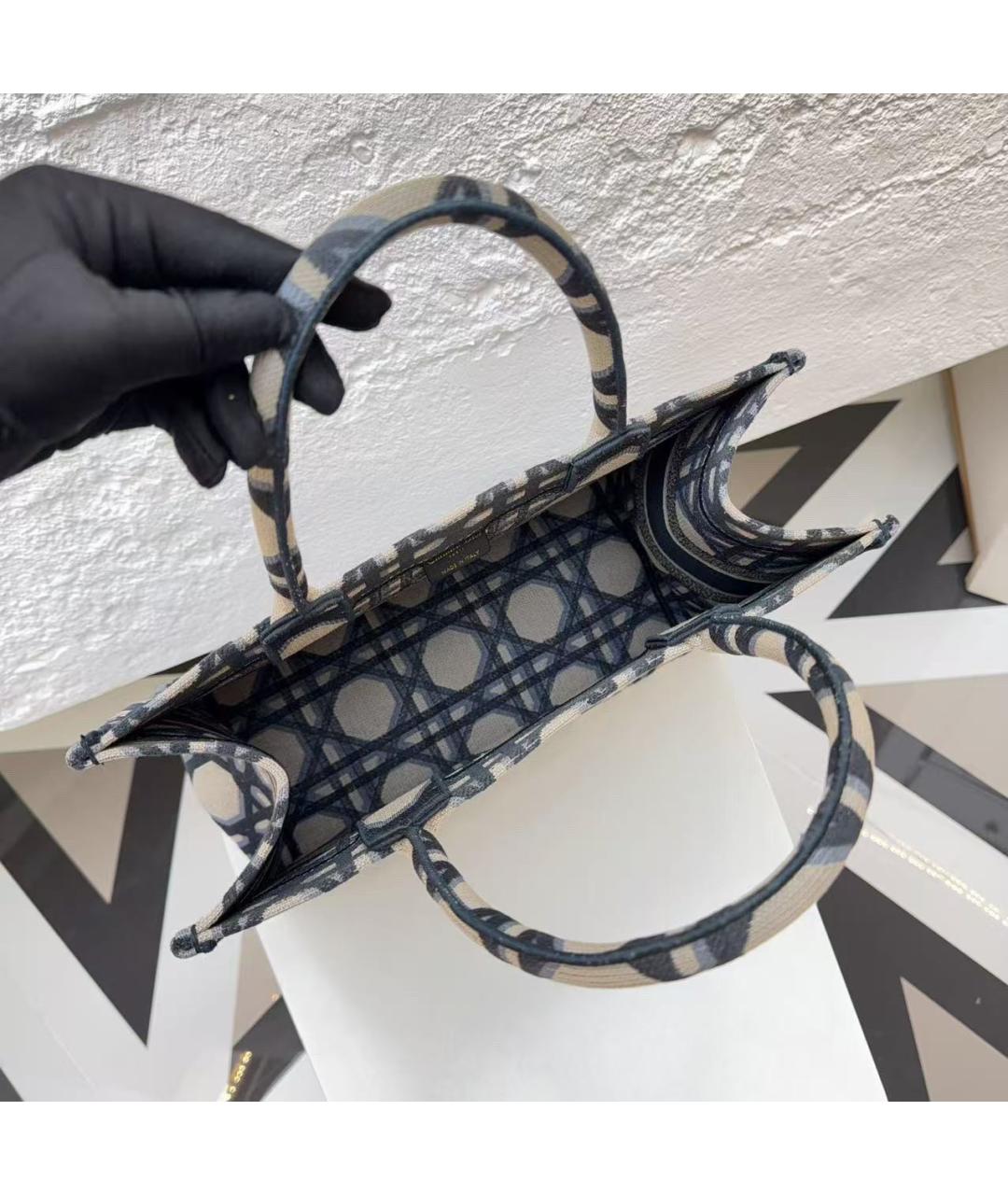 CHRISTIAN DIOR Синяя жаккардовая сумка тоут, фото 6