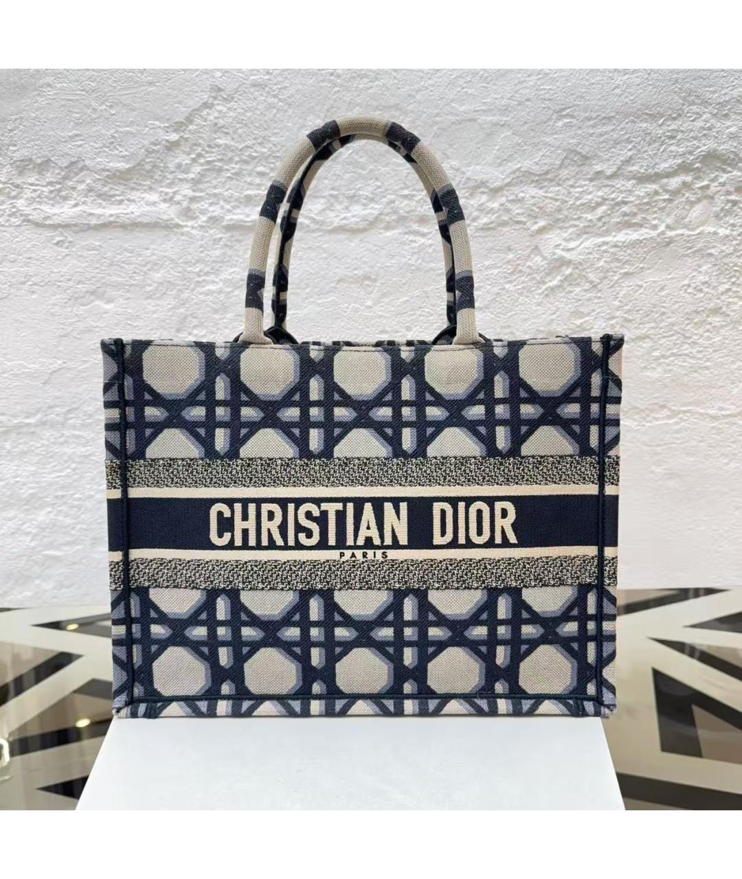 CHRISTIAN DIOR Синяя жаккардовая сумка тоут, фото 2