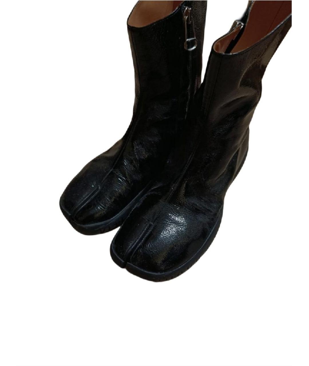 MAISON MARGIELA Черные полусапоги из лакированной кожи, фото 6