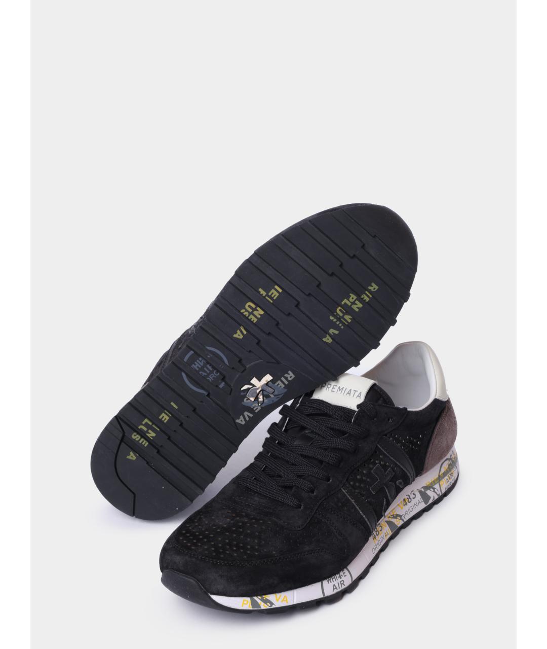 PREMIATA Черные замшевые низкие кроссовки / кеды, фото 4