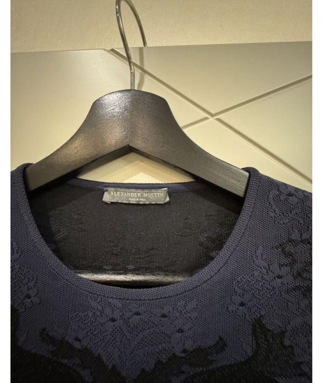 ALEXANDER MCQUEEN Темно-синее хлопковое повседневное платье, фото 2