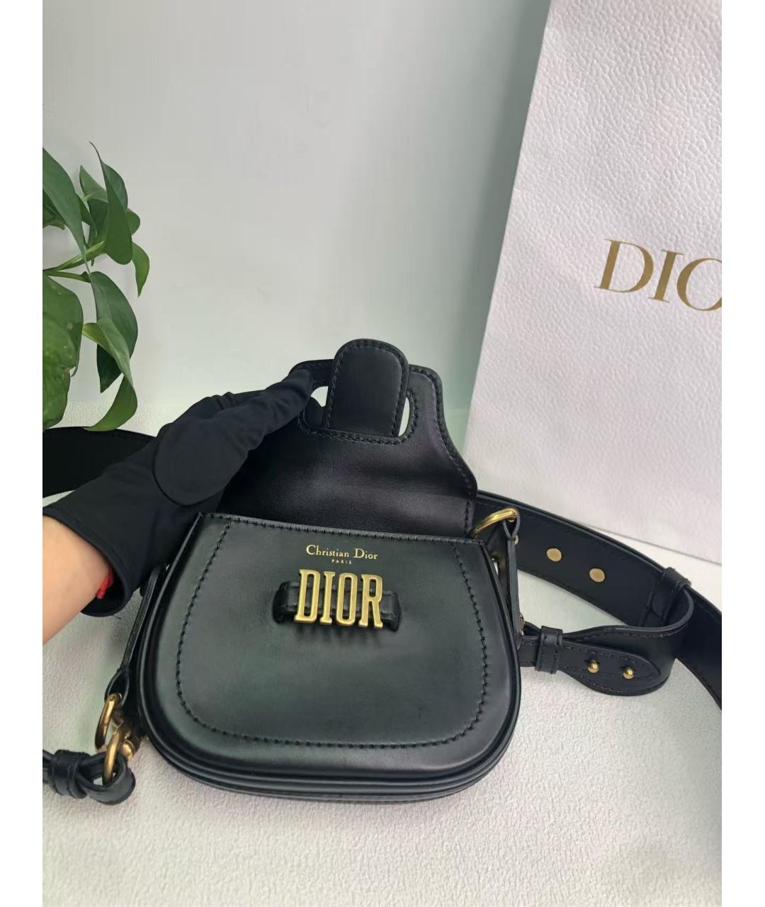CHRISTIAN DIOR Черная кожаная сумка через плечо, фото 3