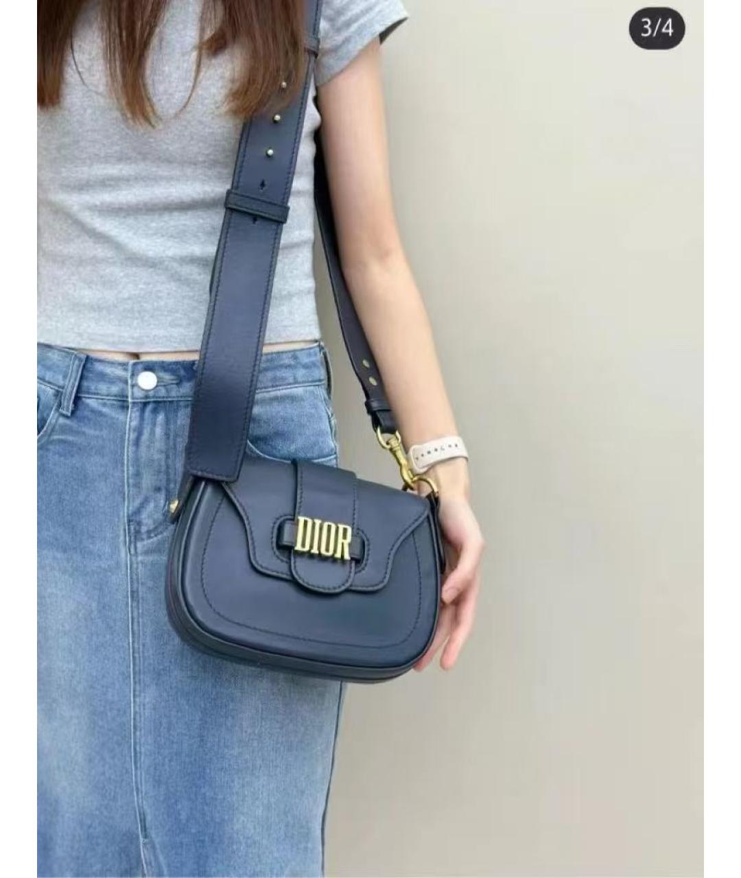 CHRISTIAN DIOR Черная кожаная сумка через плечо, фото 6