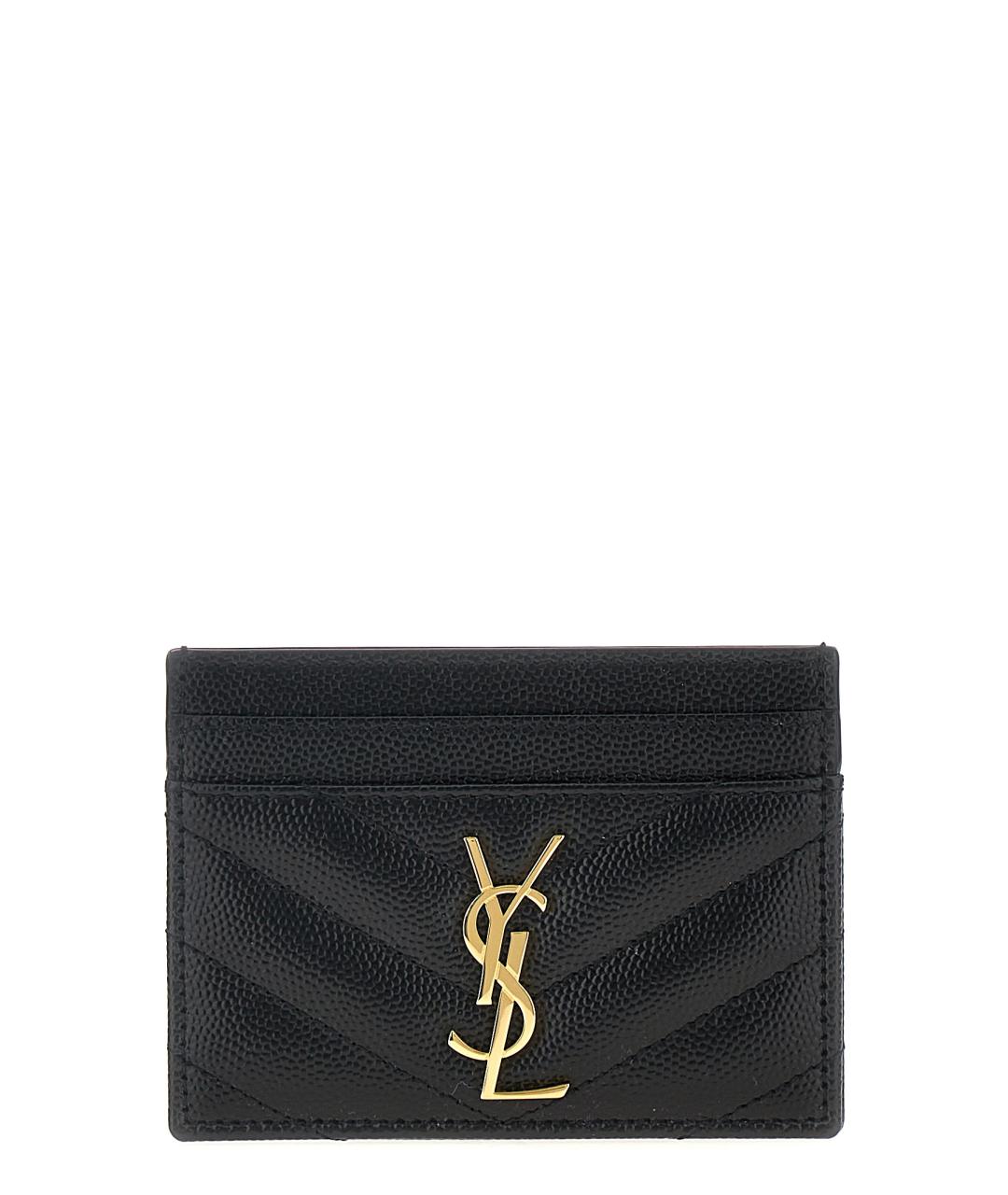 SAINT LAURENT Черный кожаный кардхолдер, фото 1