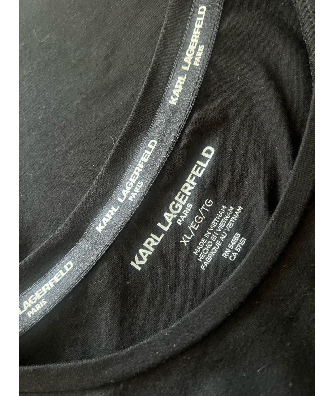 KARL LAGERFELD Черная хлопко-эластановая футболка, фото 3