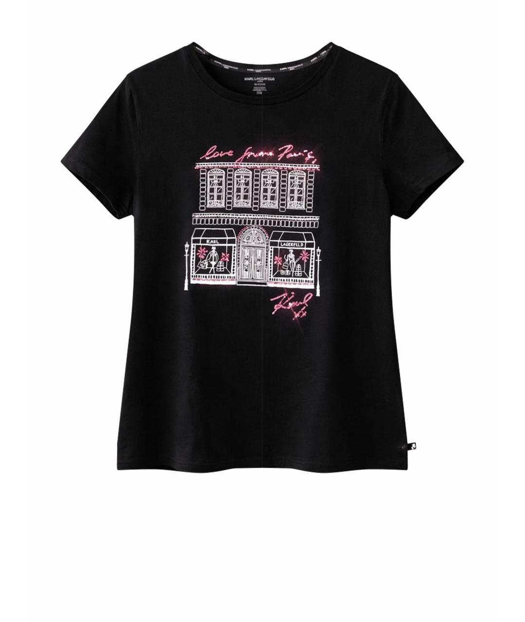 KARL LAGERFELD Черная хлопко-эластановая футболка, фото 1