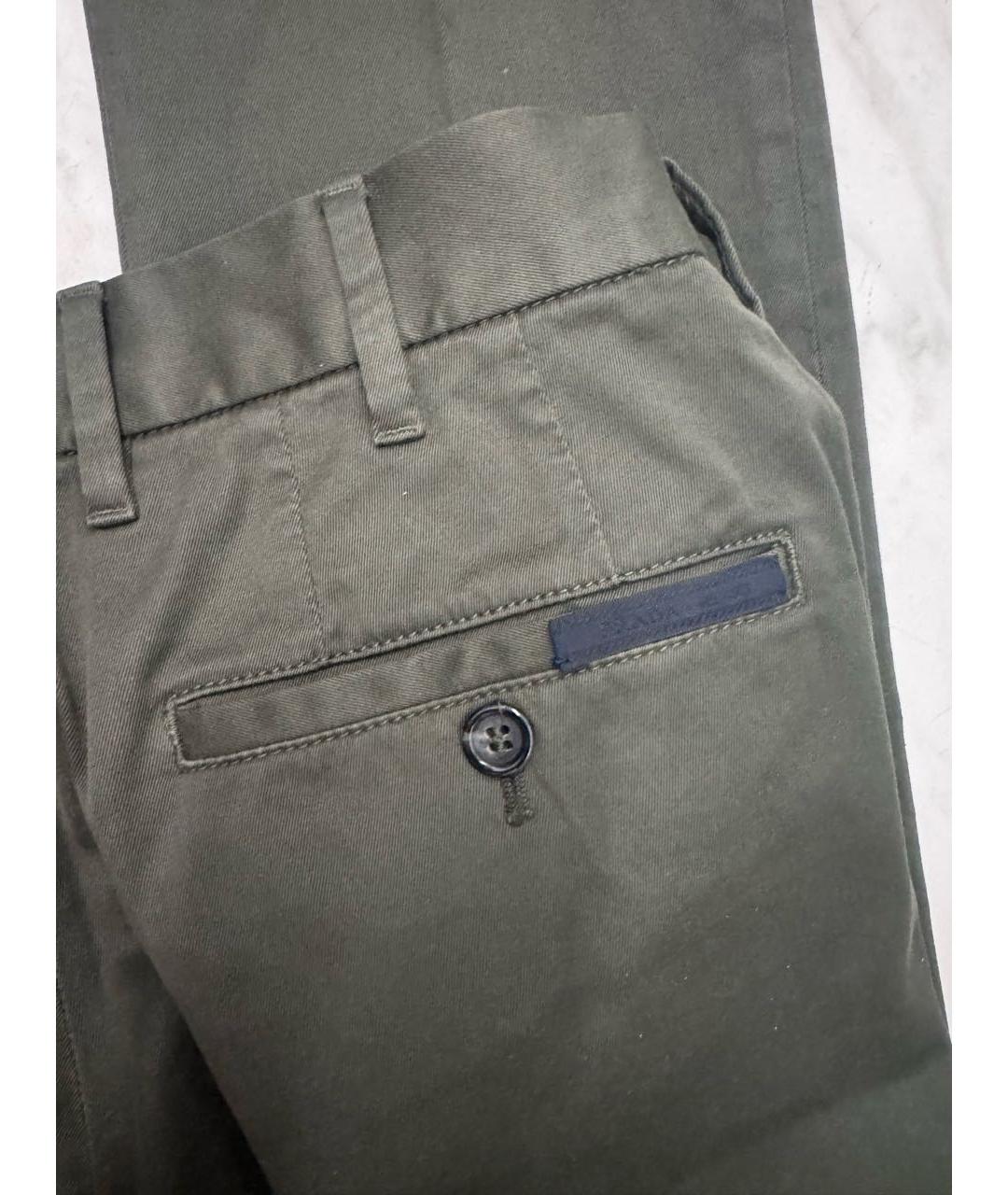 PRADA Хаки хлопковые брюки чинос, фото 3