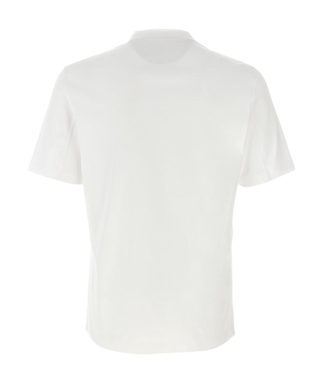 BRUNELLO CUCINELLI Белая хлопковая футболка, фото 2