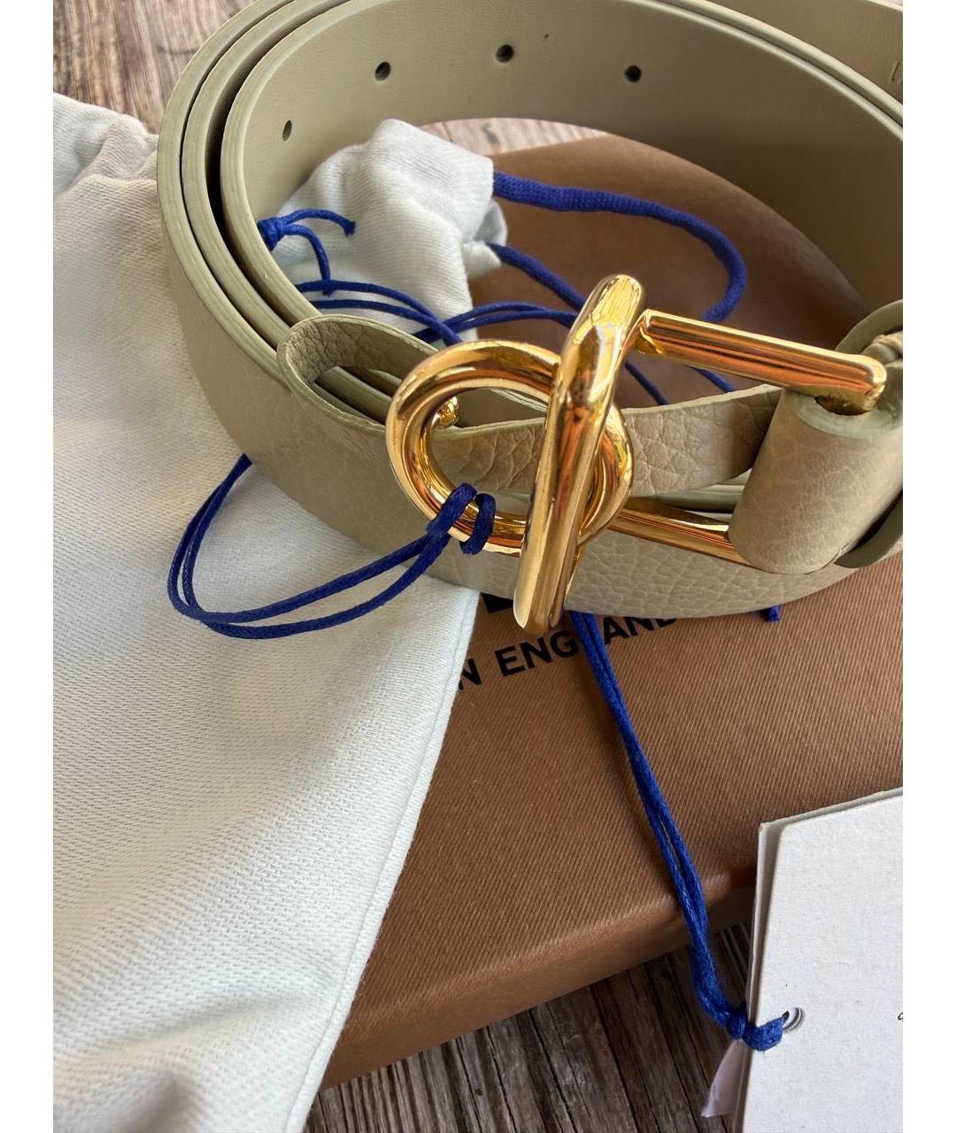 BURBERRY Бежевый кожаный ремень, фото 3