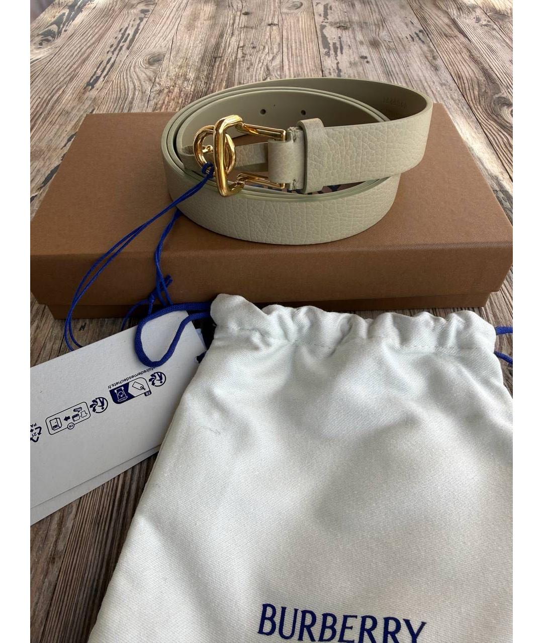 BURBERRY Бежевый кожаный ремень, фото 7