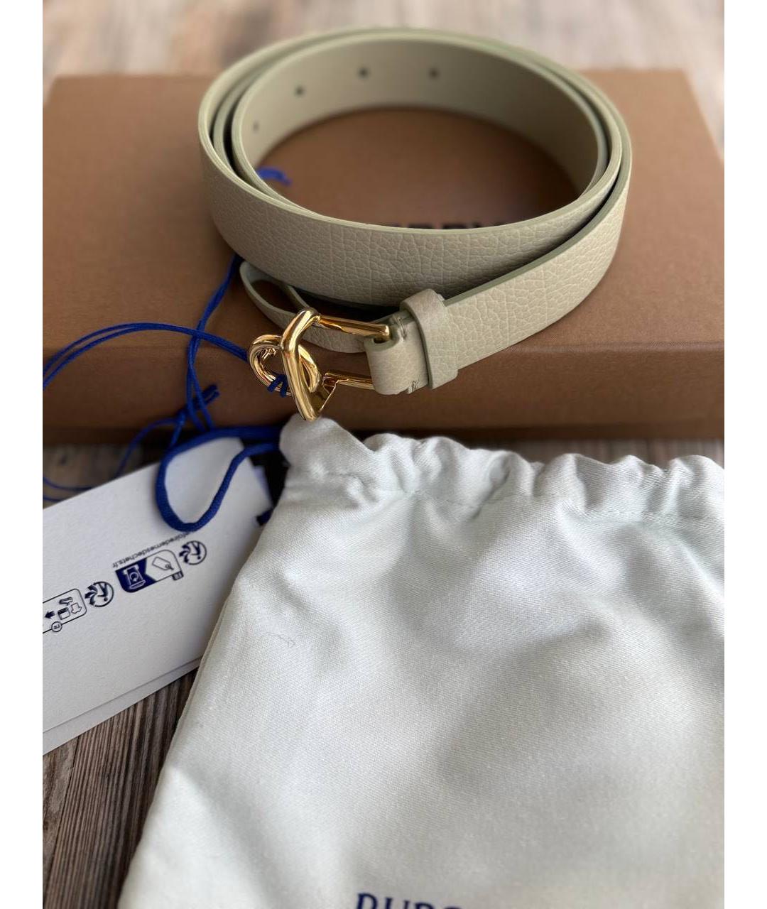 BURBERRY Бежевый кожаный ремень, фото 4