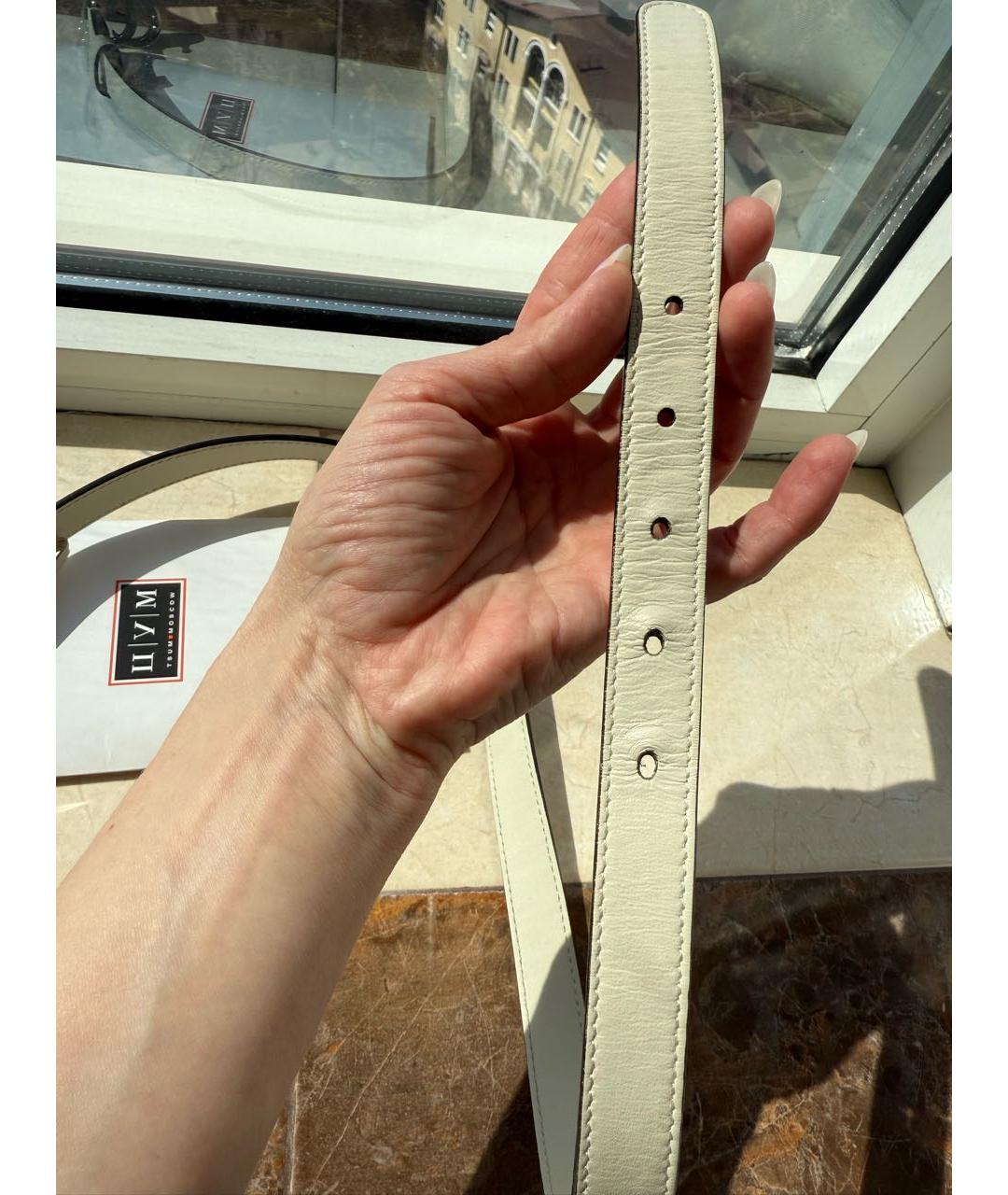GUCCI Бежевый кожаный ремень, фото 5