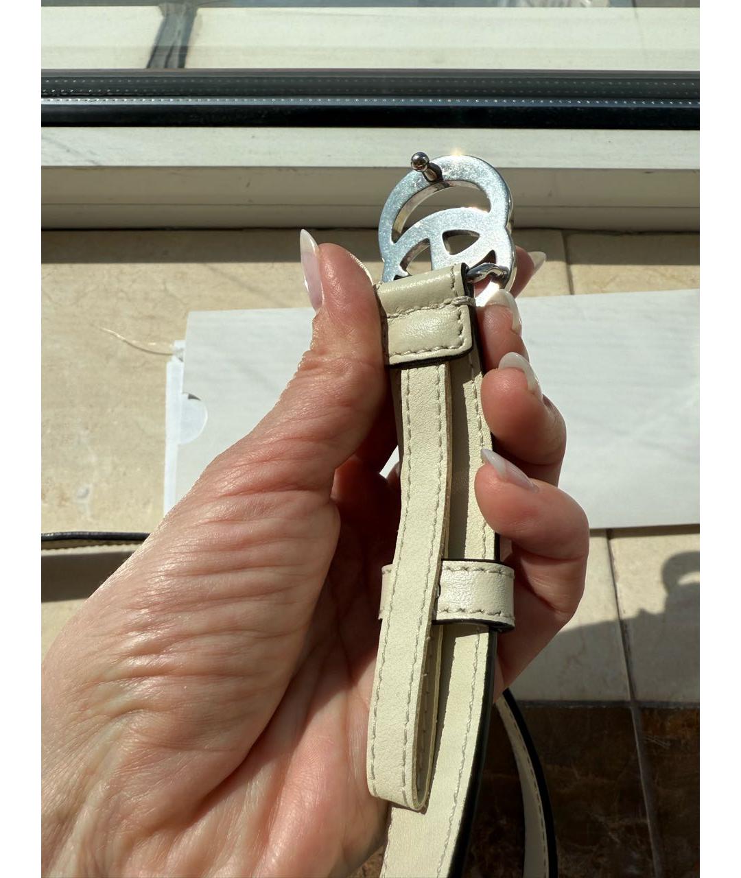 GUCCI Бежевый кожаный ремень, фото 7