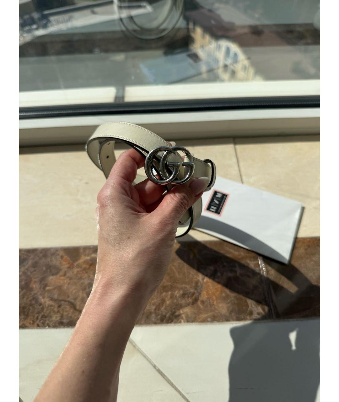 GUCCI Бежевый кожаный ремень, фото 8