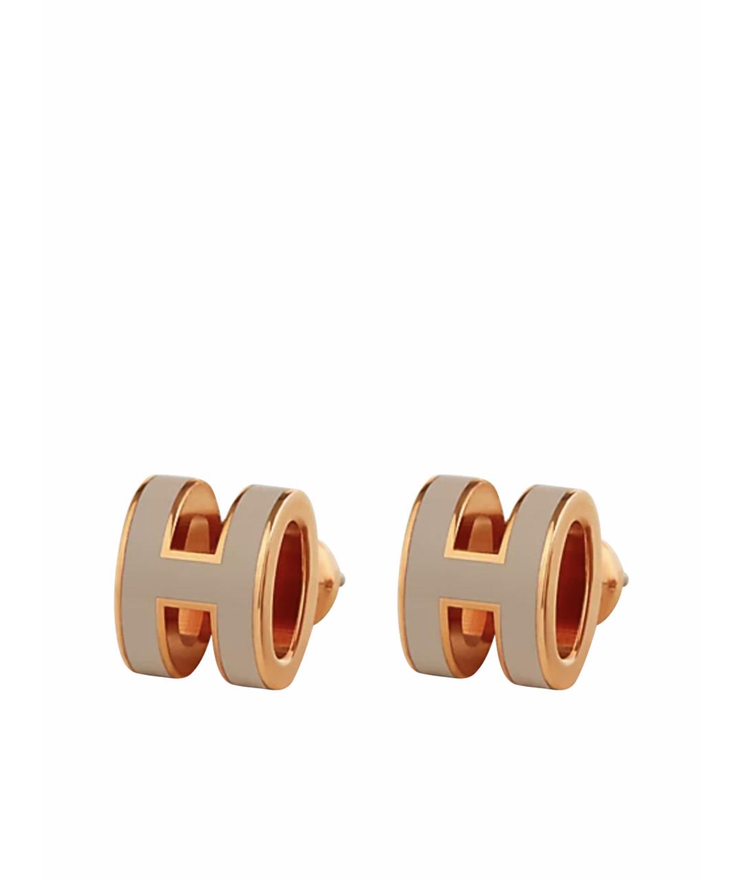 HERMES Серые латунные серьги, фото 1