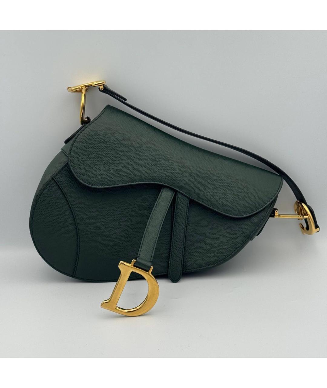 CHRISTIAN DIOR Зеленая кожаная сумка через плечо, фото 4
